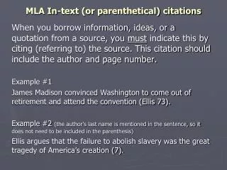 mla in text or parenthetical citations