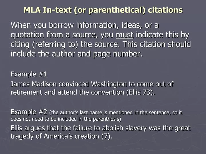 mla in text or parenthetical citations