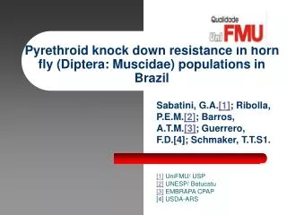 Pyrethroid knock down resistance in horn fly (Diptera: Muscidae) populations in Brazil