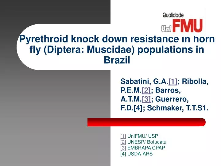 pyrethroid knock down resistance in horn fly diptera muscidae populations in brazil