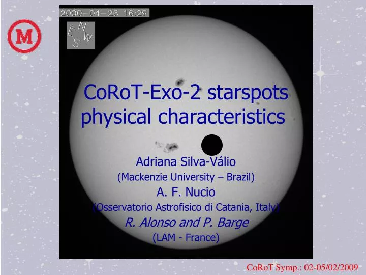 corot exo 2 starspots physical characteristics