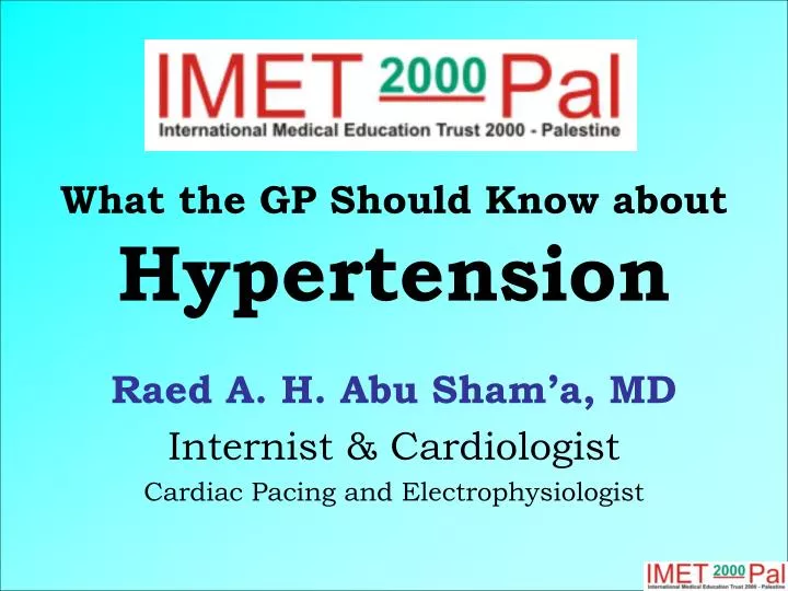 what the gp should know about hypertension