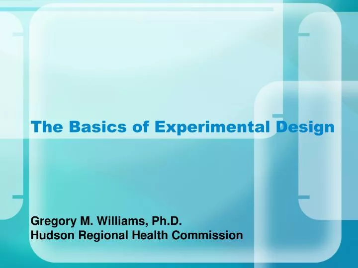 the basics of experimental design