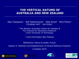 THE VERTICAL DATUMS OF AUSTRALIA AND NEW ZEALAND