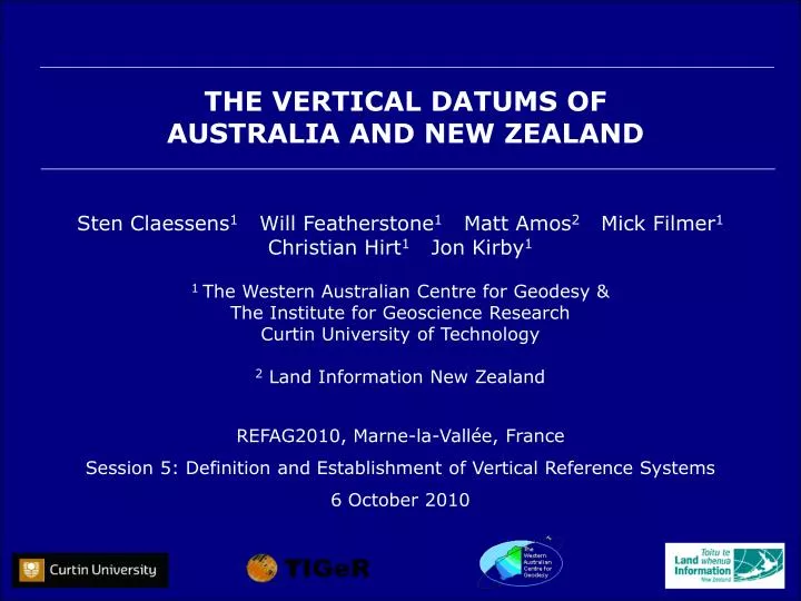 the vertical datums of australia and new zealand