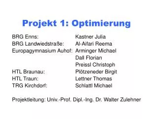 projekt 1 optimierung