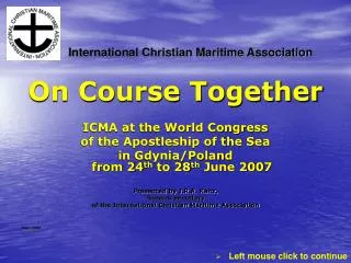 On Course Together ICMA at the World Congress of the Apostleship of the Sea