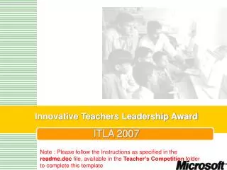 Innovative Teachers Leadership Award ITLA 2007