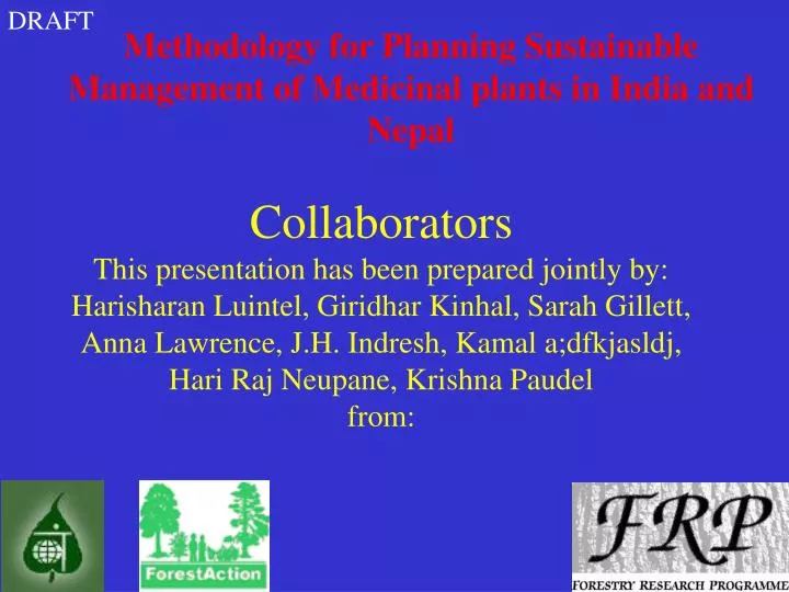 methodology for planning sustainable management of medicinal plants in india and nepal