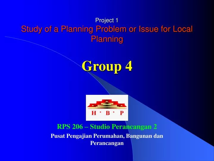project 1 study of a planning problem or issue for local planning