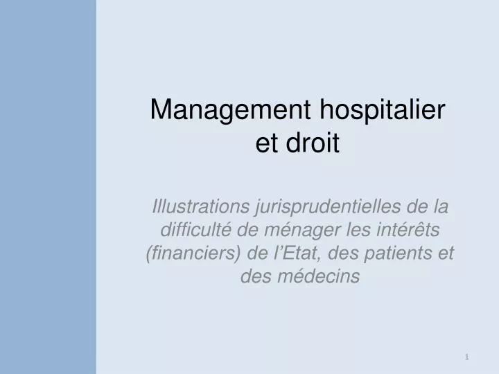 management hospitalier et droit