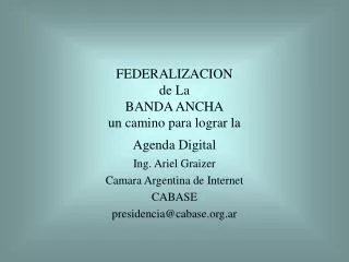 federalizacion de la banda ancha un camino para lograr la agenda digital