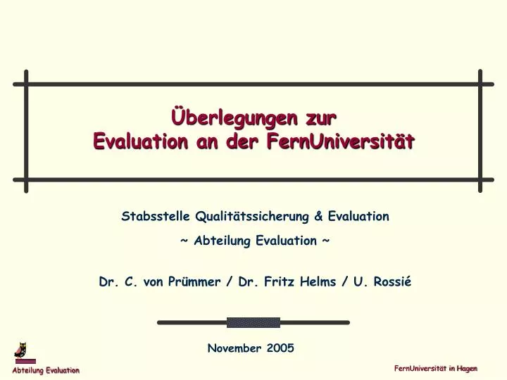 berlegungen zur evaluation an der fernuniversit t