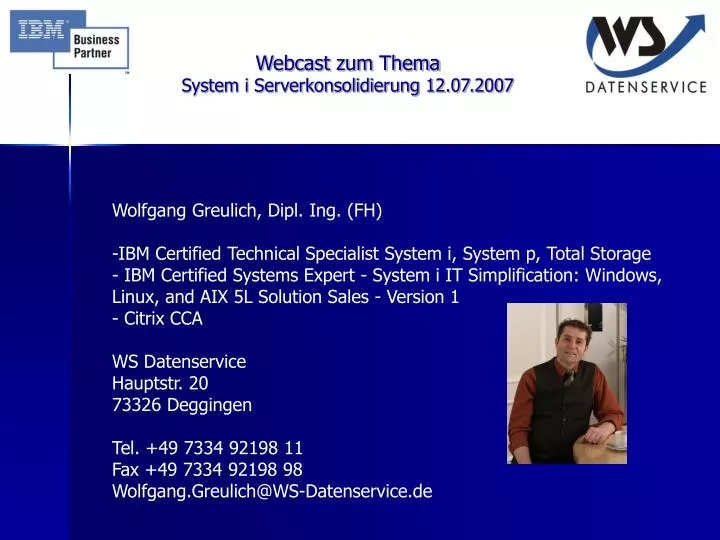 webcast zum thema system i serverkonsolidierung 12 07 2007