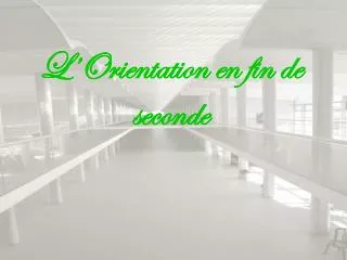 l orientation en fin de seconde