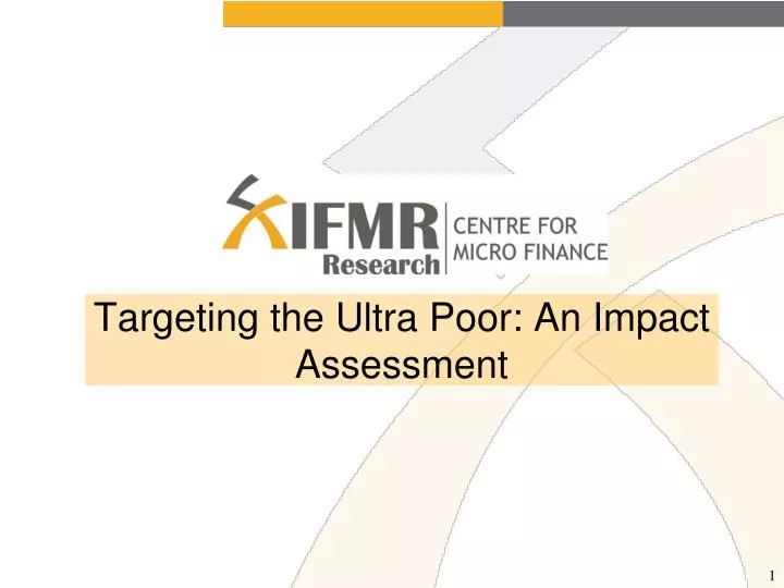 targeting the ultra poor an impact assessment