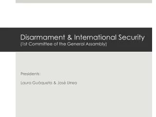 Disarmament &amp; International Security (1st Committee of the General Assambly )