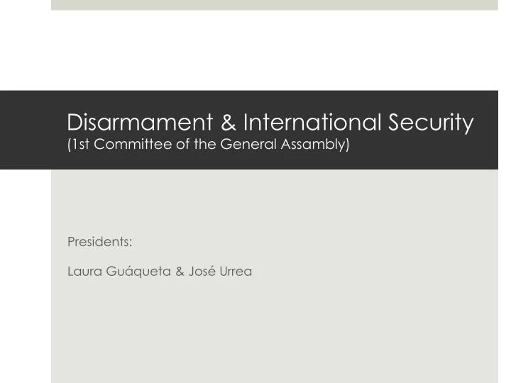 disarmament international security 1st committee of the general assambly