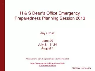 H &amp; S Dean's Office Emergency Preparedness Planning Session 2013