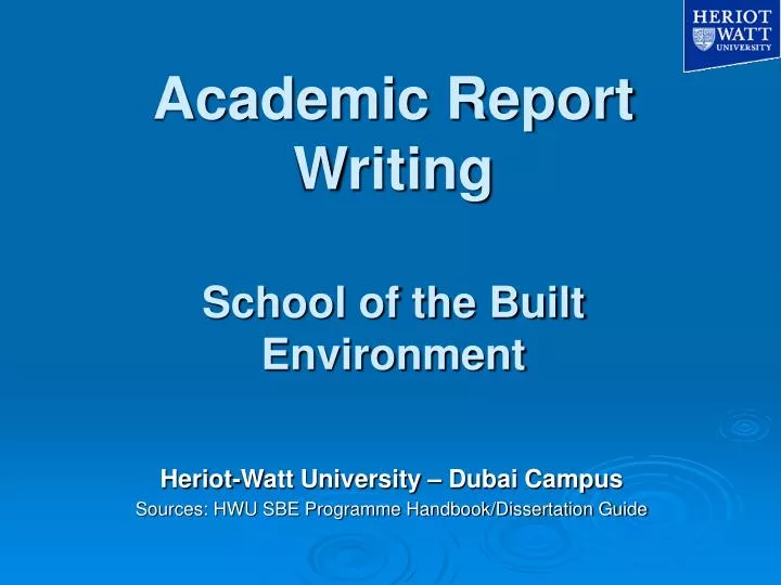 academic report writing school of the built environment