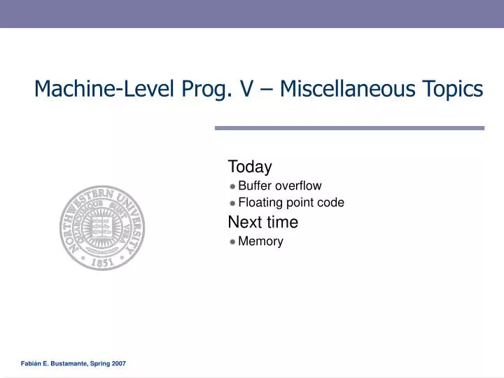 machine level prog v miscellaneous topics