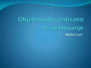 objektno orijentisano projektovanje