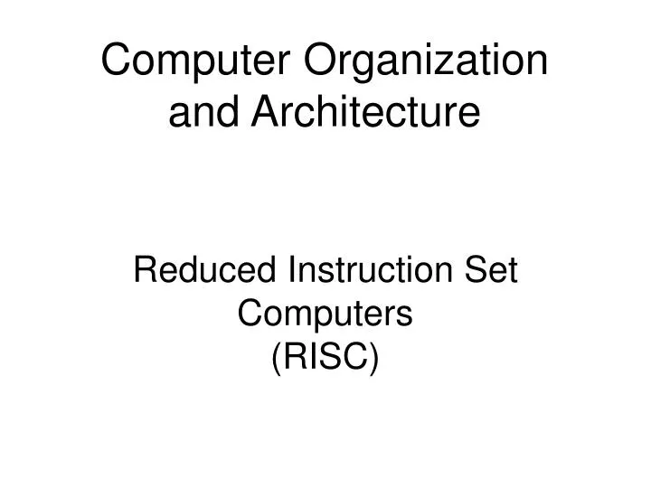 reduced instruction set computers risc