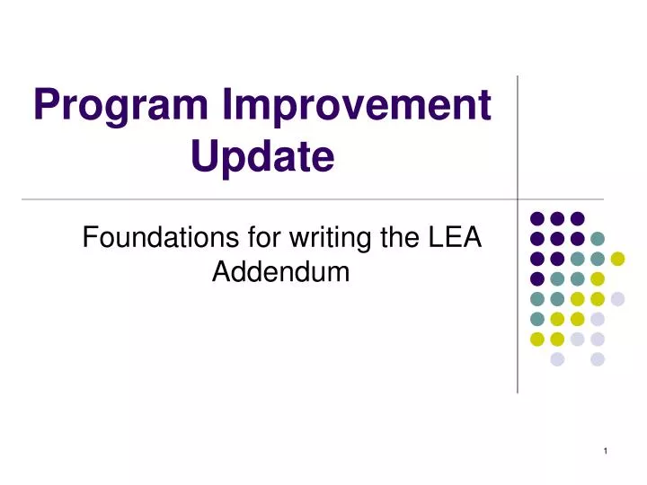 program improvement update