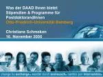 Was der DAAD Ihnen bietet - Stipendien &amp; Programme für PostdoktorandInnen - slide 1