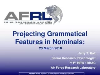 Projecting Grammatical Features in Nominals: 23 March 2010