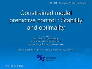 constrained model predictive control stability and optimality