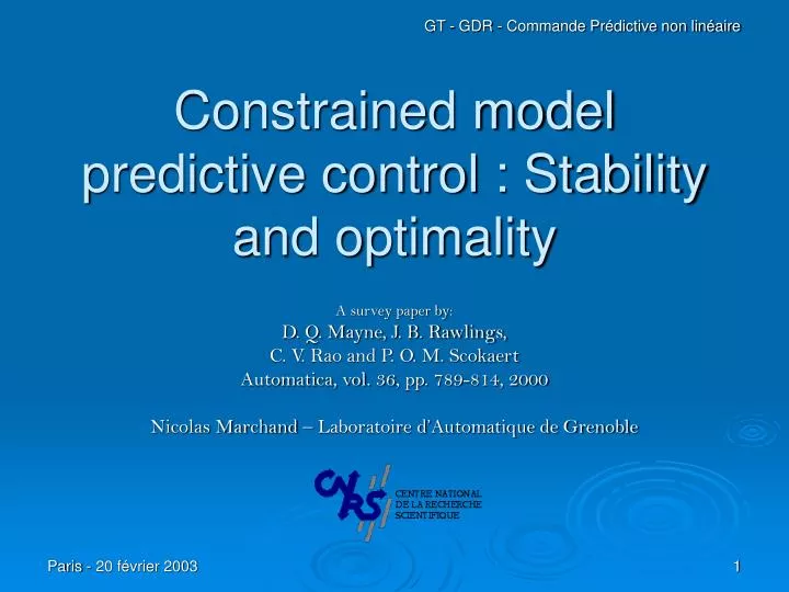 constrained model predictive control stability and optimality