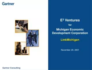 E 3 Ventures for Michigan Economic Development Corporation LinkMichigan November 20, 2001
