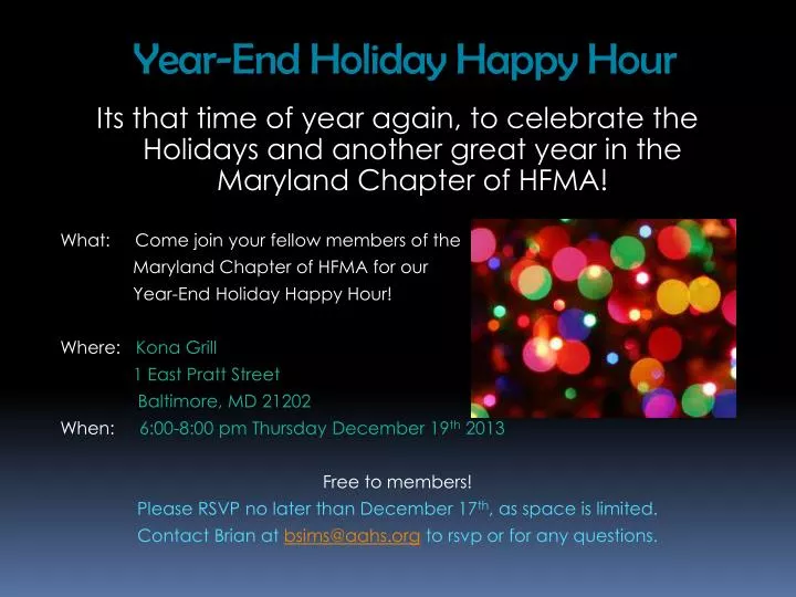 year end holiday happy hour