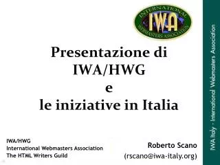 presentazione di iwa hwg e le iniziative in italia