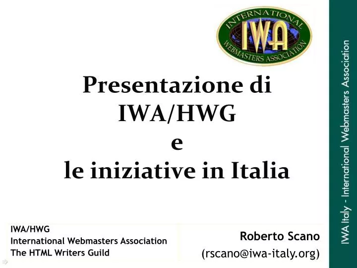 presentazione di iwa hwg e le iniziative in italia