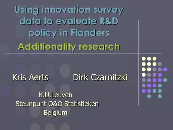 using innovation survey data to evaluate r d policy in flanders additionality research