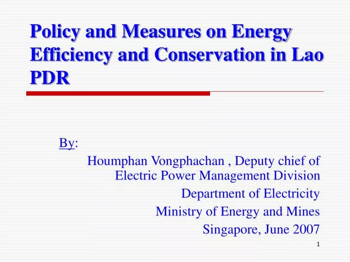 policy and measures on energy efficiency and conservation in lao pdr