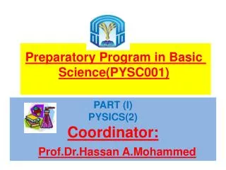 Preparatory Program in Basic Science(PYSC001 )