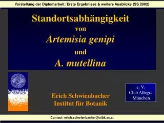 standortsabh ngigkeit von artemisia genipi und a mutellina erich schwienbacher institut f r botanik