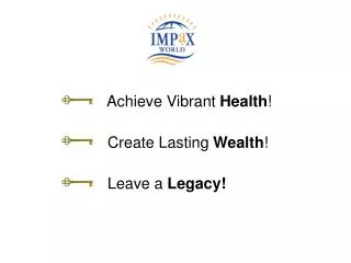 Achieve Vibrant Health ! Create Lasting Wealth !
