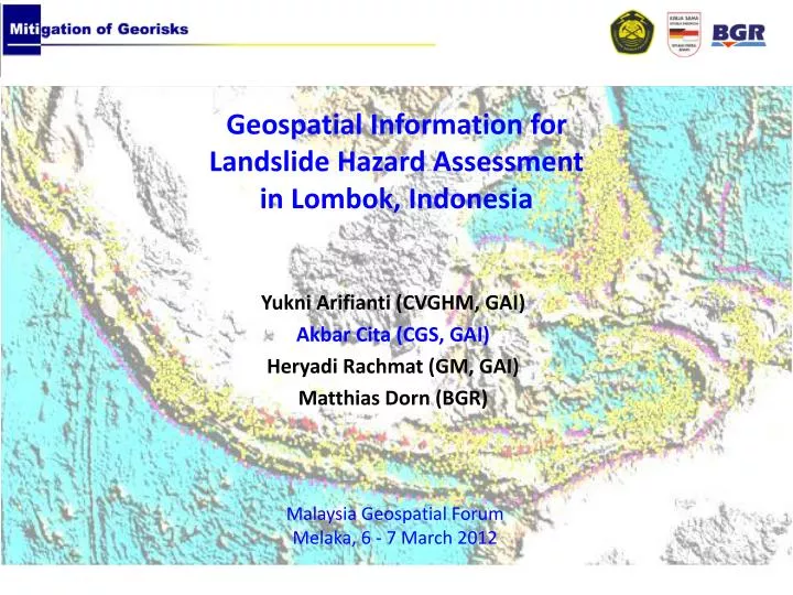 geospatial information for landslide hazard assessment in lombok indonesia