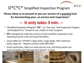 D*C*C* Simplified Inspection Program