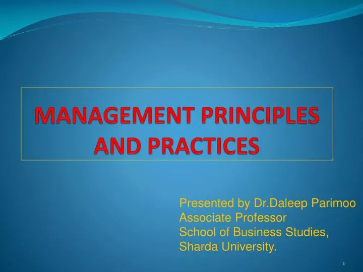 management principles and practices