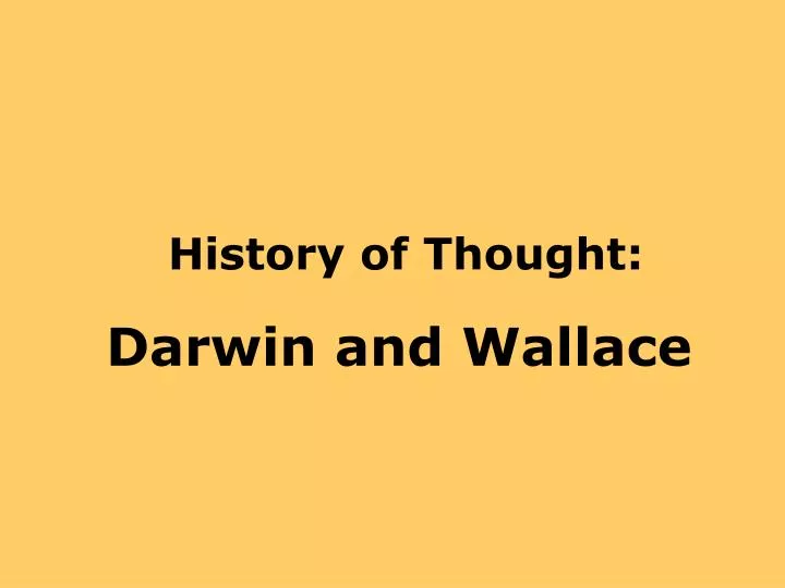 history of thought darwin and wallace