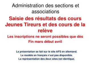 administration des sections et associations