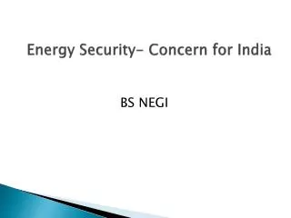 Energy Security- Concern for India