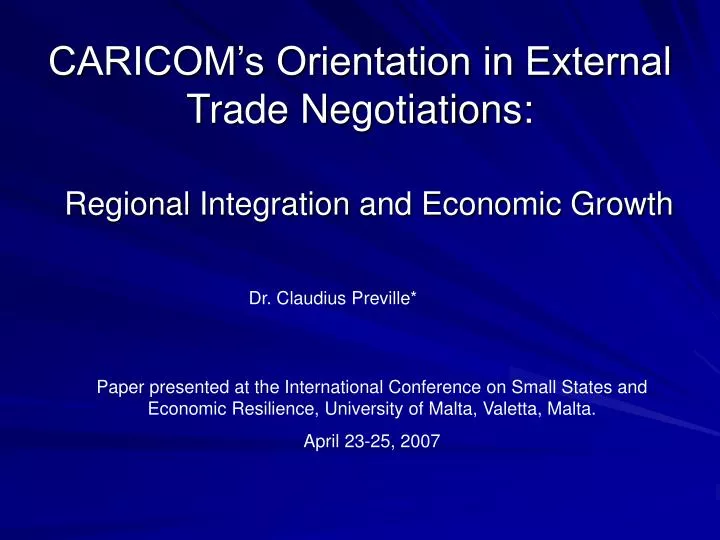 caricom s orientation in external trade negotiations