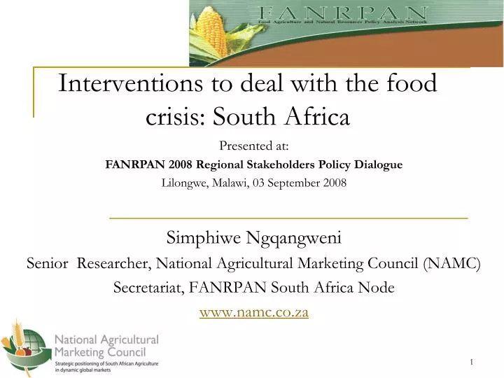 interventions to deal with the food crisis south africa