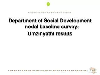 Department of Social Development nodal baseline survey: Umzinyathi results
